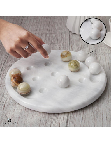 Juego de Tres en Raya Radicaln 25,4 cm Mármol Blanco y Verde