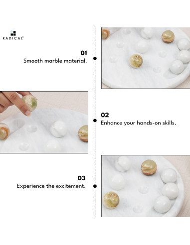 Juego de Tres en Raya Radicaln 25,4 cm Mármol Blanco y Verde