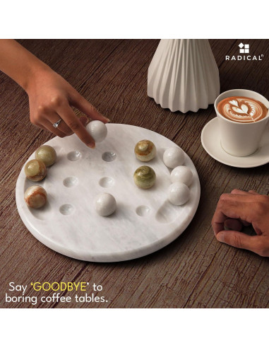 Juego de Tres en Raya Radicaln 25,4 cm Mármol Blanco y Verde