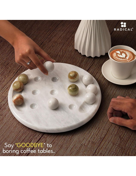 Juego de Tres en Raya Radicaln 25,4 cm Mármol Blanco y Verde