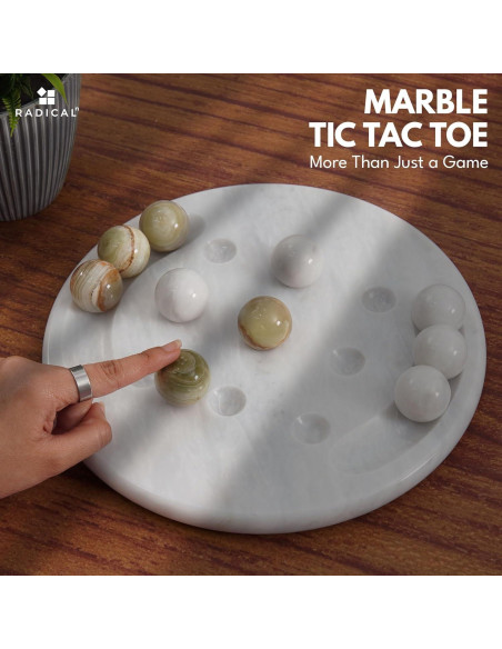 Juego de Tres en Raya Radicaln 25,4 cm Mármol Blanco y Verde