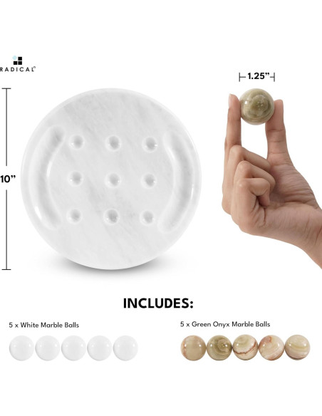 Juego de Tres en Raya Radicaln 25,4 cm Mármol Blanco y Verde