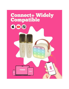 Mini máquina de karaoke VERKB con 2 micrófonos y Bluetooth 2
