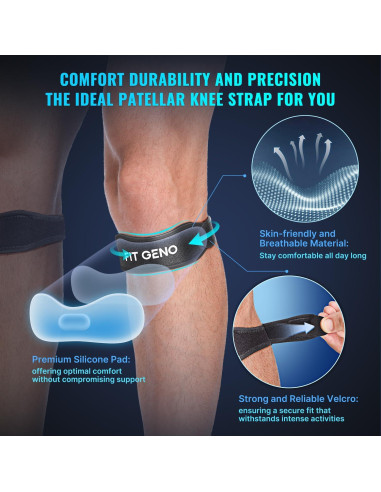 Soporte de Tendón Patelar Fit Geno - Faja Rodilla Ajustable 2-Pack