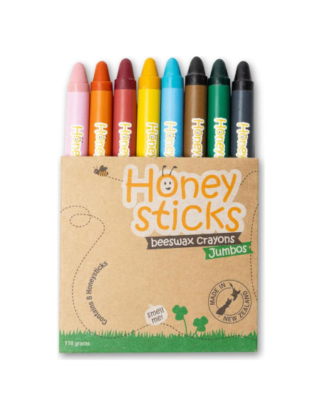 Crayones Jumbo Honeysticks 8 Colores No Tóxicos 100% Cera de Abejas