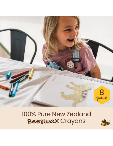 Crayones Jumbo Honeysticks 8 Colores No Tóxicos 100% Cera de Abejas