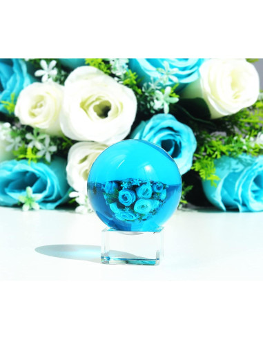 Bola de Cristal K9 60mm LONGWIN con Soporte Azul Lago