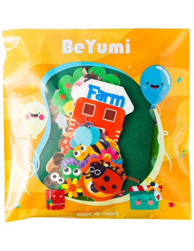 BeYumi Kit de Fieltro Granja e Insectos 49 Piezas