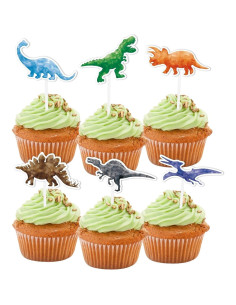 Adornos de Cupcake WERNNSAI 36 Piezas Dinosaurio Fiesta 2