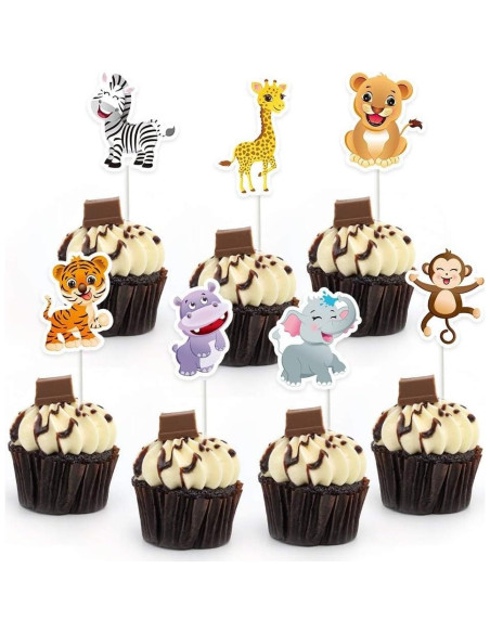 WERNNSAI Decoraciones de Pasteles Selva 28 PCS Fiesta Infantil