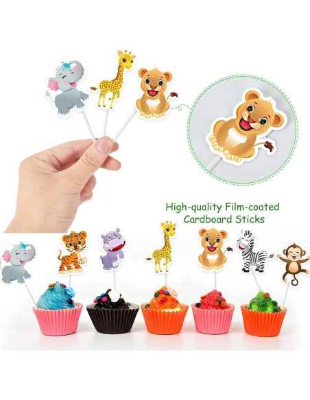WERNNSAI Decoraciones de Pasteles Selva 28 PCS Fiesta Infantil