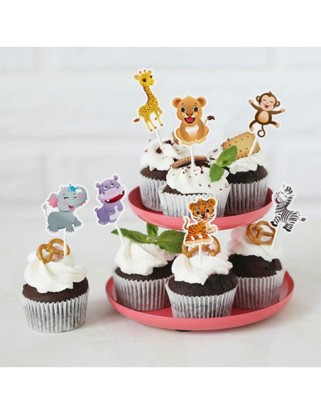 WERNNSAI Decoraciones de Pasteles Selva 28 PCS Fiesta Infantil