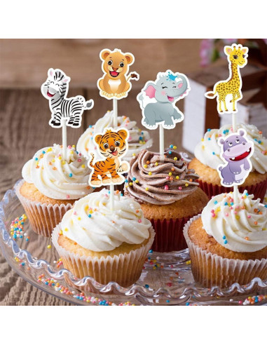 WERNNSAI Decoraciones de Pasteles Selva 28 PCS Fiesta Infantil