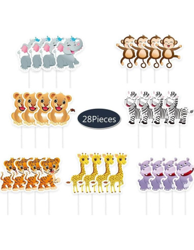 WERNNSAI Decoraciones de Pasteles Selva 28 PCS Fiesta Infantil