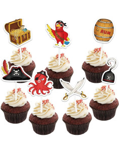 WERNNSAI 49 PCS Decoraciones Cupcakes Pirata - Fiesta Infantil 2