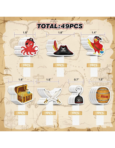 WERNNSAI 49 PCS Decoraciones Cupcakes Pirata - Fiesta Infantil