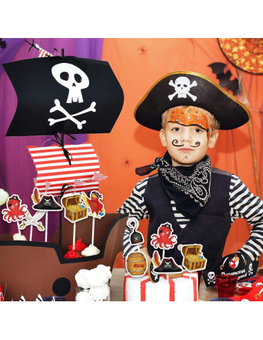 WERNNSAI 49 PCS Decoraciones Cupcakes Pirata - Fiesta Infantil