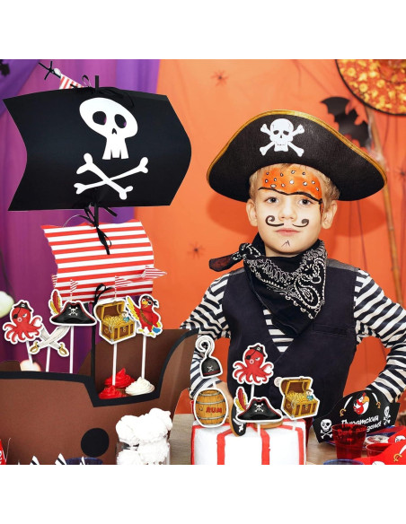 WERNNSAI 49 PCS Decoraciones Cupcakes Pirata - Fiesta Infantil