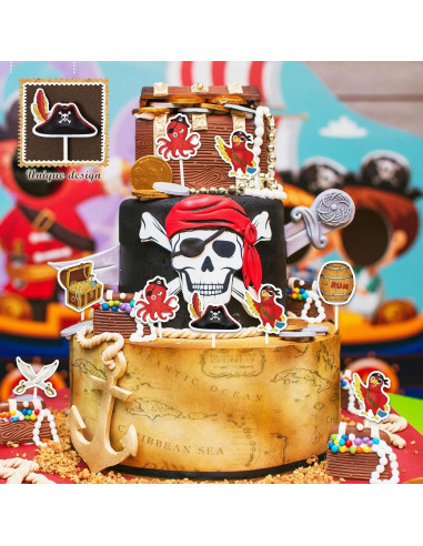 WERNNSAI 49 PCS Decoraciones Cupcakes Pirata - Fiesta Infantil