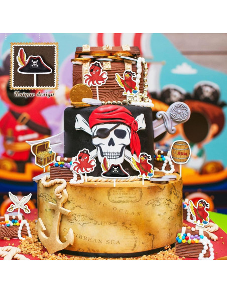 WERNNSAI 49 PCS Decoraciones Cupcakes Pirata - Fiesta Infantil