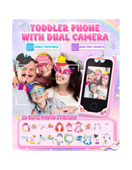 Teléfono Inteligente Rosa para Niños Gothwick S5 con Cámara