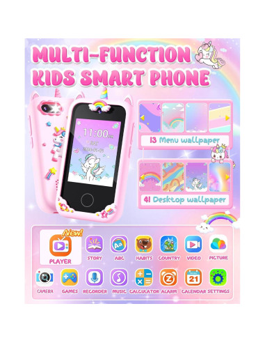 Teléfono Inteligente Rosa para Niños Gothwick S5 con Cámara