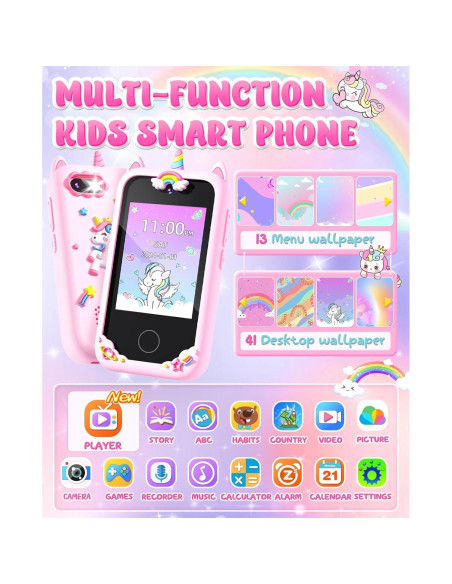 Teléfono Inteligente Rosa para Niños Gothwick S5 con Cámara