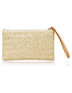 Bolsa de Mano de Paja COOKOOKY Beige para Mujeres Verano
