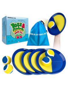 Juego de Lanzar y Atrapar EVERICH 4 Palas y 4 Pelotas