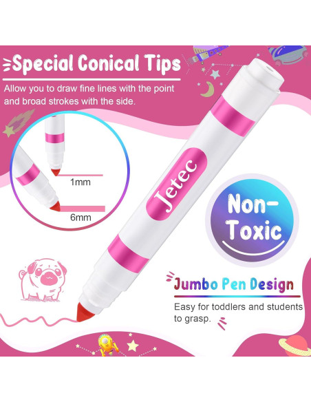 Marcadores Lavables Janlaugh 60 Pcs Punta Cónica Rosados