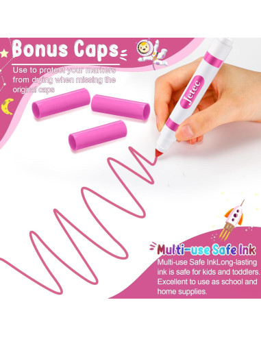 Marcadores Lavables Janlaugh 60 Pcs Punta Cónica Rosados