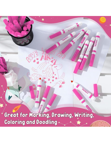 Marcadores Lavables Janlaugh 60 Pcs Punta Cónica Rosados