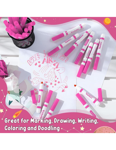 Marcadores Lavables Janlaugh 60 Pcs Punta Cónica Rosados