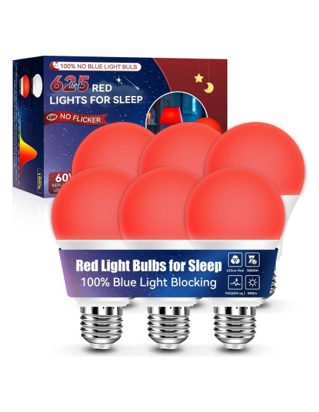 Bombillas LED rojas Neporal 9W 625nm para dormir - Paquete de 6