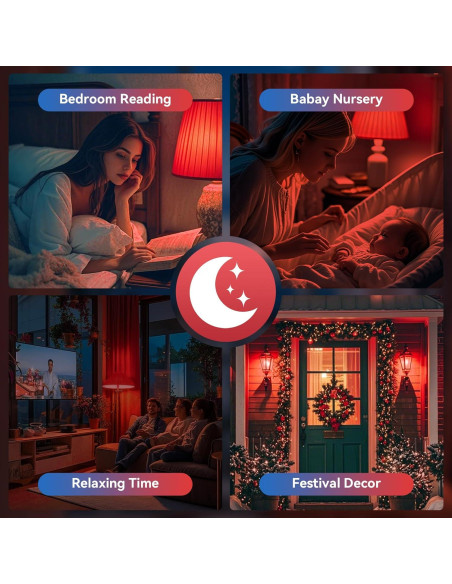 Bombillas LED rojas Neporal 9W 625nm para dormir - Paquete de 6