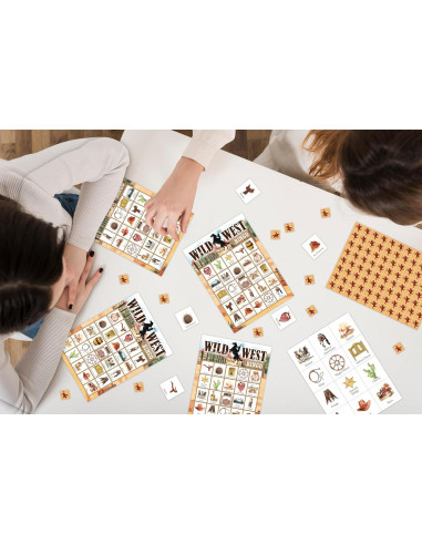 Juego de Bingo Viejo Oeste Tranfvging 24 Tarjetas y Fichas