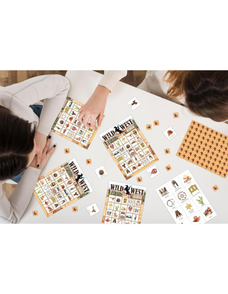 Juego de Bingo Viejo Oeste Tranfvging 24 Tarjetas y Fichas