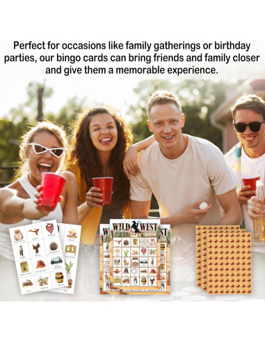 Juego de Bingo Viejo Oeste Tranfvging 24 Tarjetas y Fichas