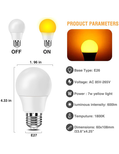 Bombillas LED Ámbar Neporal 9W 1800K Luz Cálida (3 Pzs)