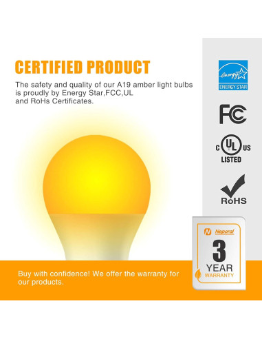 Bombillas LED Ámbar Neporal 9W 1800K Luz Cálida (3 Pzs)