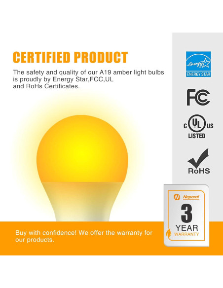 Bombillas LED Ámbar Neporal 9W 1800K Luz Cálida (3 Pzs)