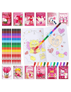 BenLouis 24 Libros de Colorear Mini San Valentín con Crayones