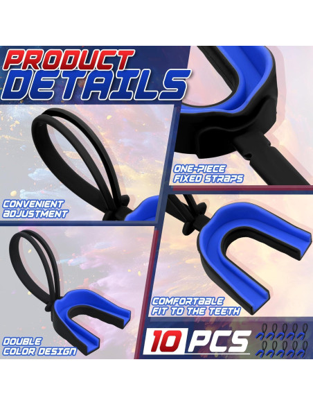 Protector Bucal Deportivo Seematn 10 Piezas Negro Azul
