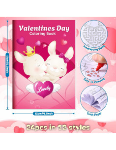 BenLouis 24 Libros de Colorear Mini San Valentín con Crayones 2