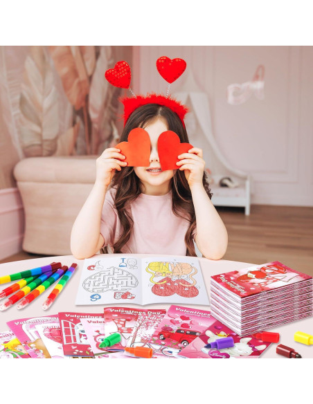 BenLouis 24 Libros de Colorear Mini San Valentín con Crayones