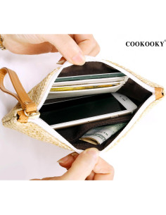 Bolsa de Mano de Paja COOKOOKY Beige para Mujeres Verano 2