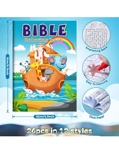 BenLouis 24 Libros de Colorear Cristianos + 24 Crayones 2