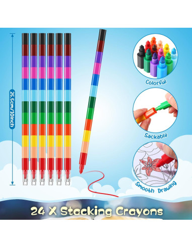 BenLouis 24 Libros de Colorear Cristianos + 24 Crayones