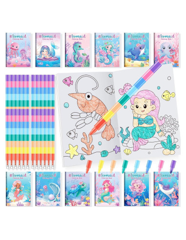 BenLouis 24 Libros de Colorear Sirena + 24 Crayones