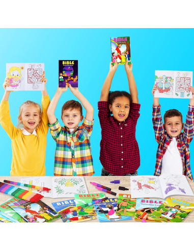 BenLouis 24 Libros de Colorear Cristianos + 24 Crayones